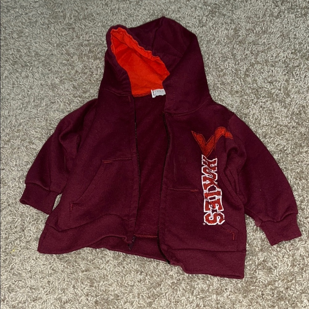 Virginia Tech Maroon and Orange Hooded Sweatshirt with Full-Length Zipper